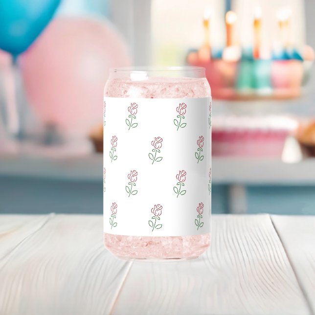Red Roses, Pattern Of Roses, Flowers Can Glass (Insitu (Baby Shower))