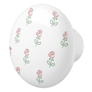 Red Roses, Pattern Of Roses, Flowers Ceramic Knob