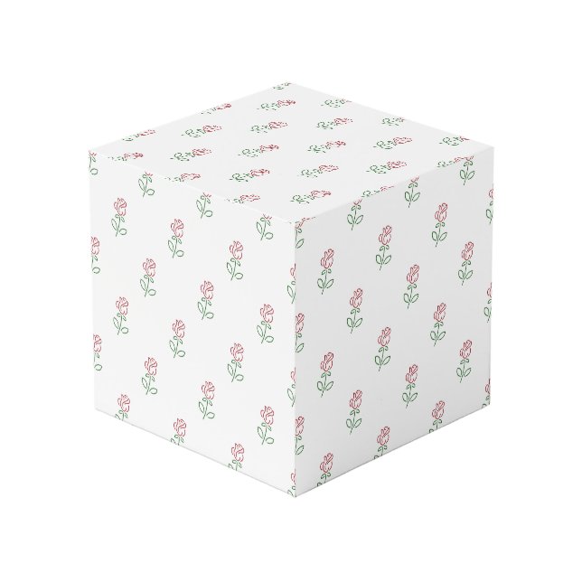 Red Roses, Pattern Of Roses, Flowers Cube (Front Angled)