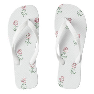 Red Roses, Pattern Of Roses, Flowers Flip Flops
