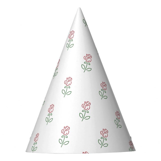 Red Roses, Pattern Of Roses, Flowers Party Hat (Front)