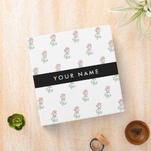 Red Roses, Pattern Of Roses, Your Name Binder