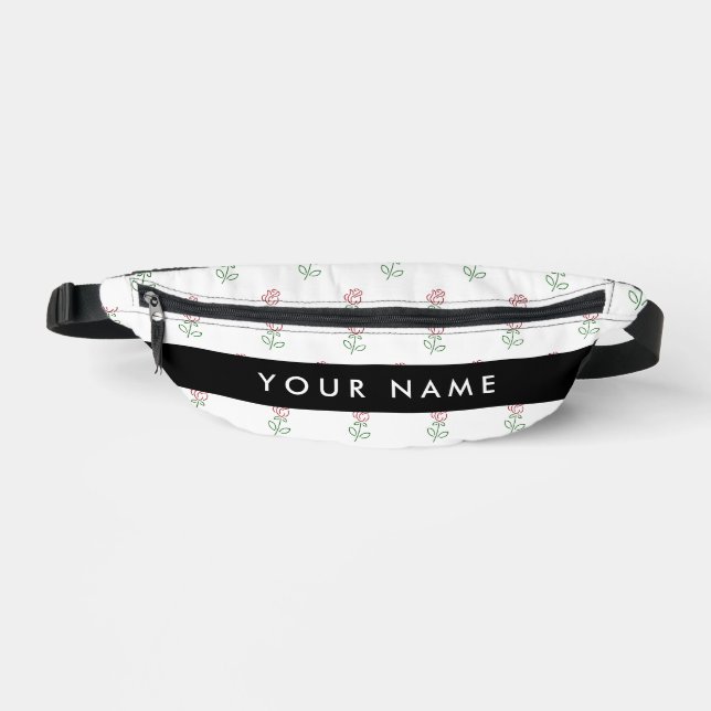 Red Roses, Pattern Of Roses, Your Name Fanny Pack (Front)