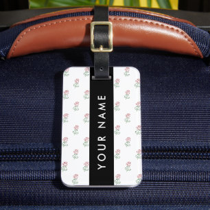 Red Roses, Pattern Of Roses, Your Name Luggage Tag