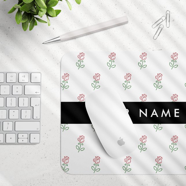 Red Roses, Pattern Of Roses, Your Name Mouse Pad (Creator Uploaded)