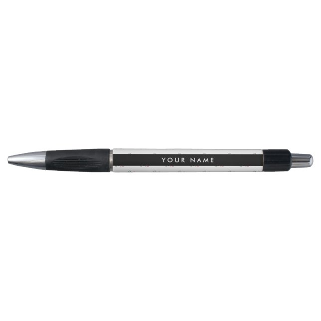 Red Roses, Pattern Of Roses, Your Name Pen (Front)