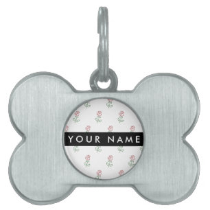 Red Roses, Pattern Of Roses, Your Name Pet ID Tag