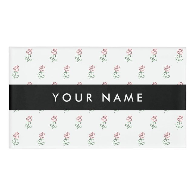 Red Roses, Pattern Of Roses, Your Name Tag (Front)