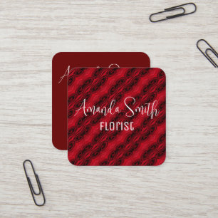 red roses pattern square business card