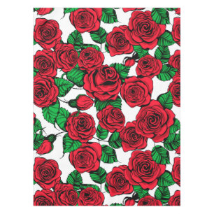 Red roses pattern tablecloth