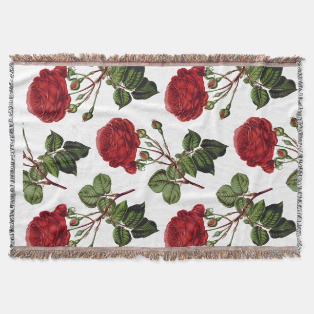 Red Roses Pattern Throw Blanket (Front)