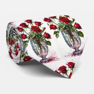 Red Roses Pattern Tie