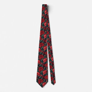 Red Roses Pattern Tie