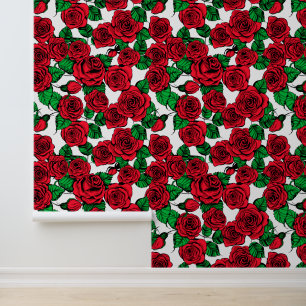 Red roses pattern tie wallpaper