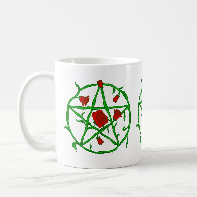 red roses pentagram goth gothic wiccan coffee mug (Left)