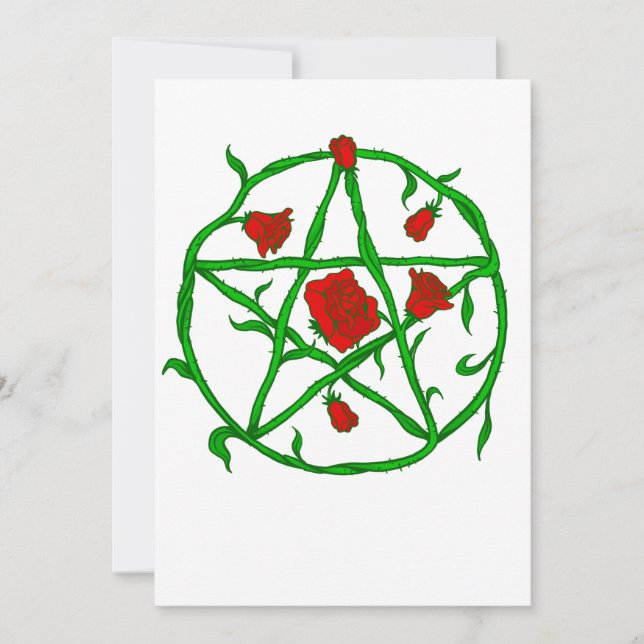 red roses pentagram goth gothic wiccan invitation (Front)