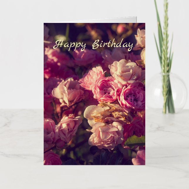 Red roses personalized  foil greeting card (Front)