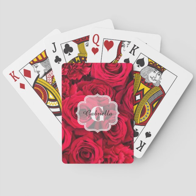 Red Roses Personalized Playing Cards (Back)