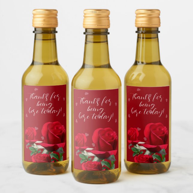 Red Roses Personalized Wedding Wine Label (Bottles)