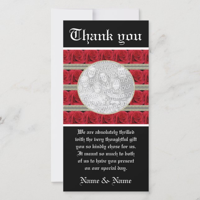 Red roses photo cards template - customizable (Front)