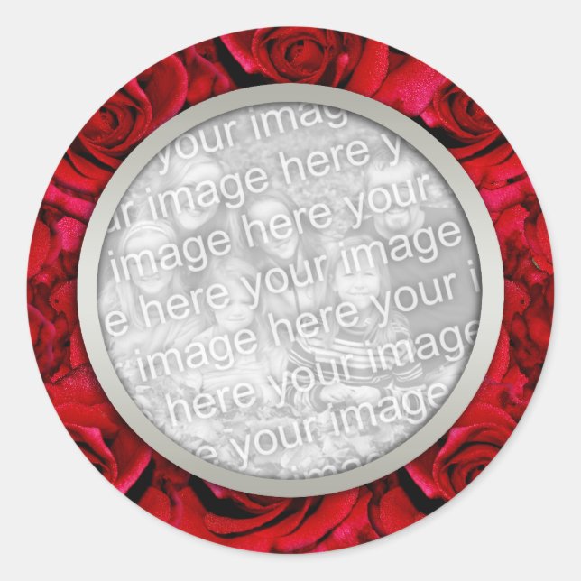 Red roses photo stickers template - customizable (Front)