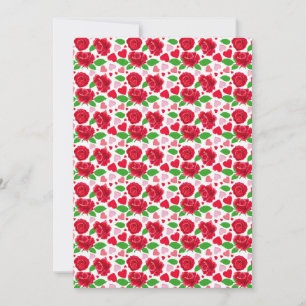 Red Roses Pink Hearts Happy Valentines Day Thank You Card