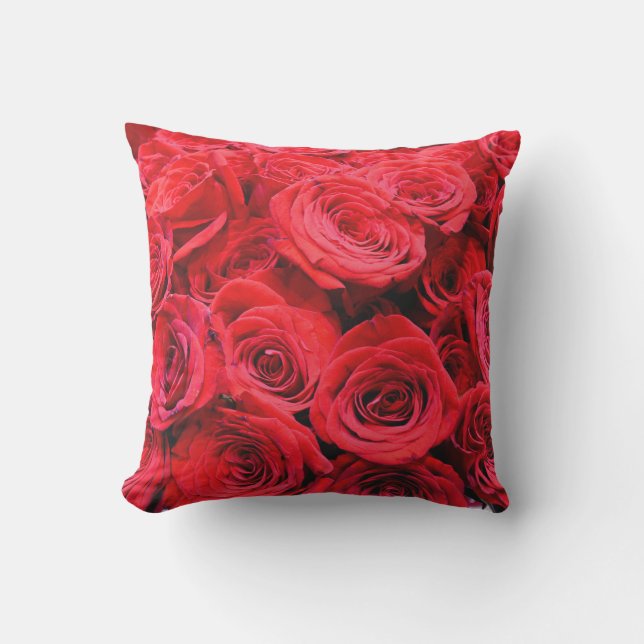 Red Roses red floral red flowers Throw Pillow (Front)