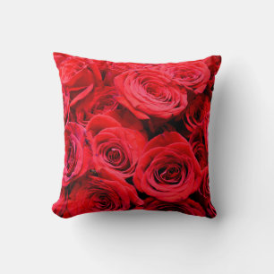 Red Roses red floral red flowers Throw Pillow