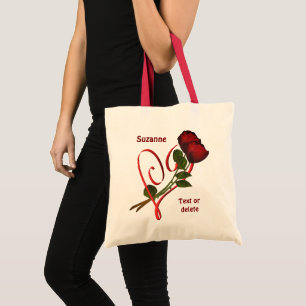Red Roses Red Heart Personalized Tote Bag