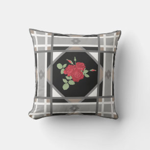 Red roses , retro outdoor pillow