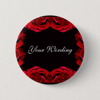 Red roses romantic button (customise add wording)
