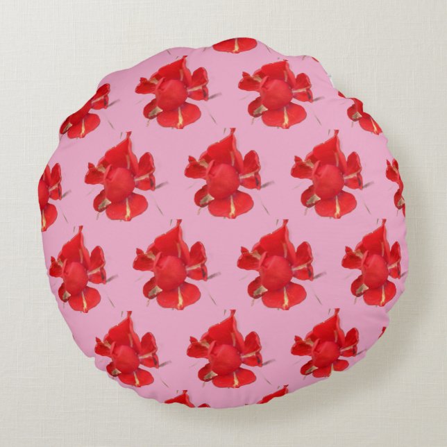 Red Roses, Round Pillow (Back)