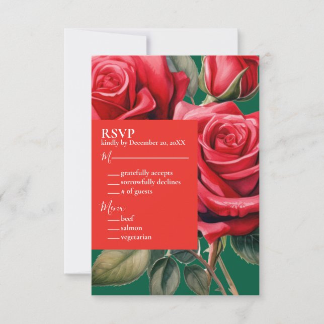 Red Roses RSVP Response Card (Front)