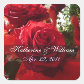 Red Roses Save The Date Sticker