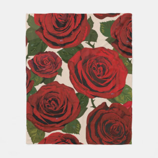 	Red roses. Seamless floral background.  Fleece Blanket
