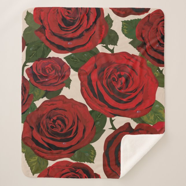 	Red roses. Seamless floral background.  Sherpa Blanket (Front)