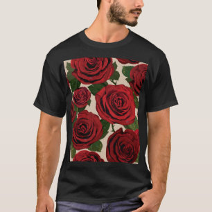 Red Roses: Seamless Floral Background T-Shirt