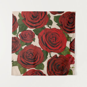 	Red roses. Seamless floral background.  Tapestry