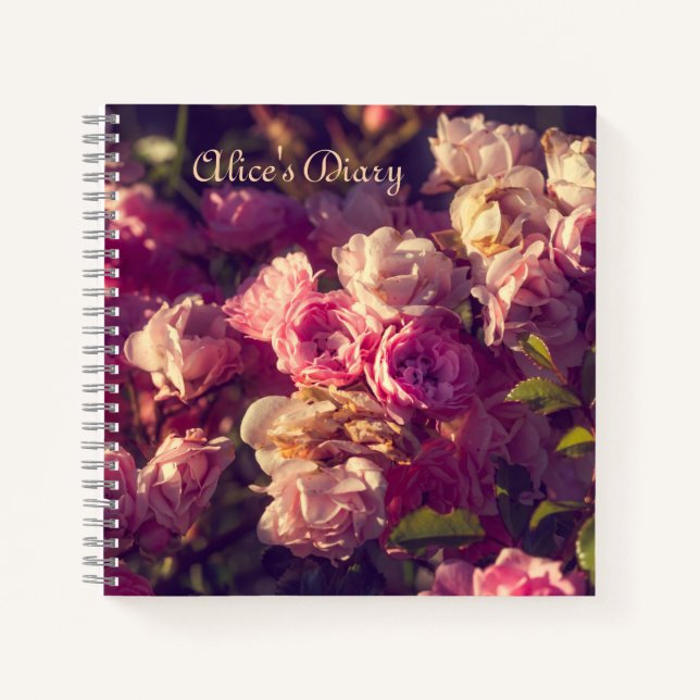 Red roses shrub personalize notebook (Front)