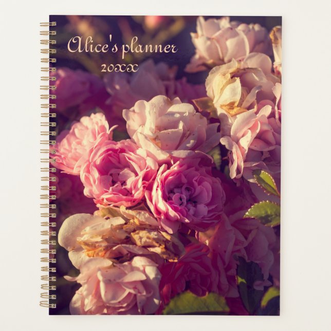 Red roses shrub personalize  planner (Front)