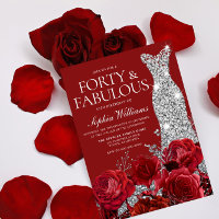 Red Roses Silver Diamond Gown 40th Birthday Party
