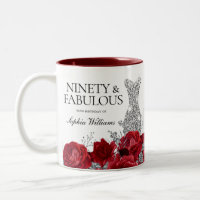 Red Roses Silver Dress 90th Birthday Party Favour