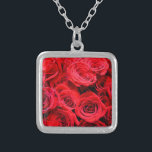 Red Roses Silver Plated Necklace<br><div class="desc">A romantic design featuring an elegant bouquet of red roses.</div>