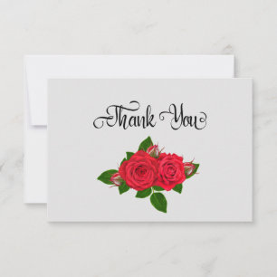 Red Roses Simple Thank You Card
