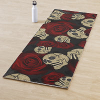 Red Roses & Skulls Grey Black Floral Gothic
