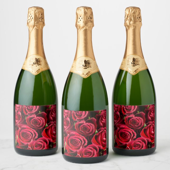 Red Roses Sparkling Wine Label (Bottles)