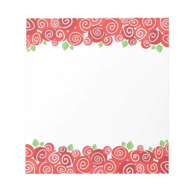 Red roses, spring garden blossom, cute floral notepad (Front)