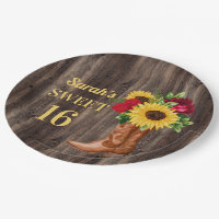 Red Roses Sunflowers Cowboy Boots Sweet 16  