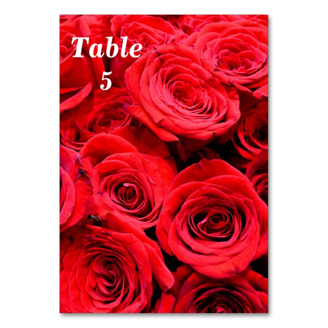 Red Roses Table Number (Front)