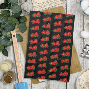 Red Roses Tattoo Kitchen Towel